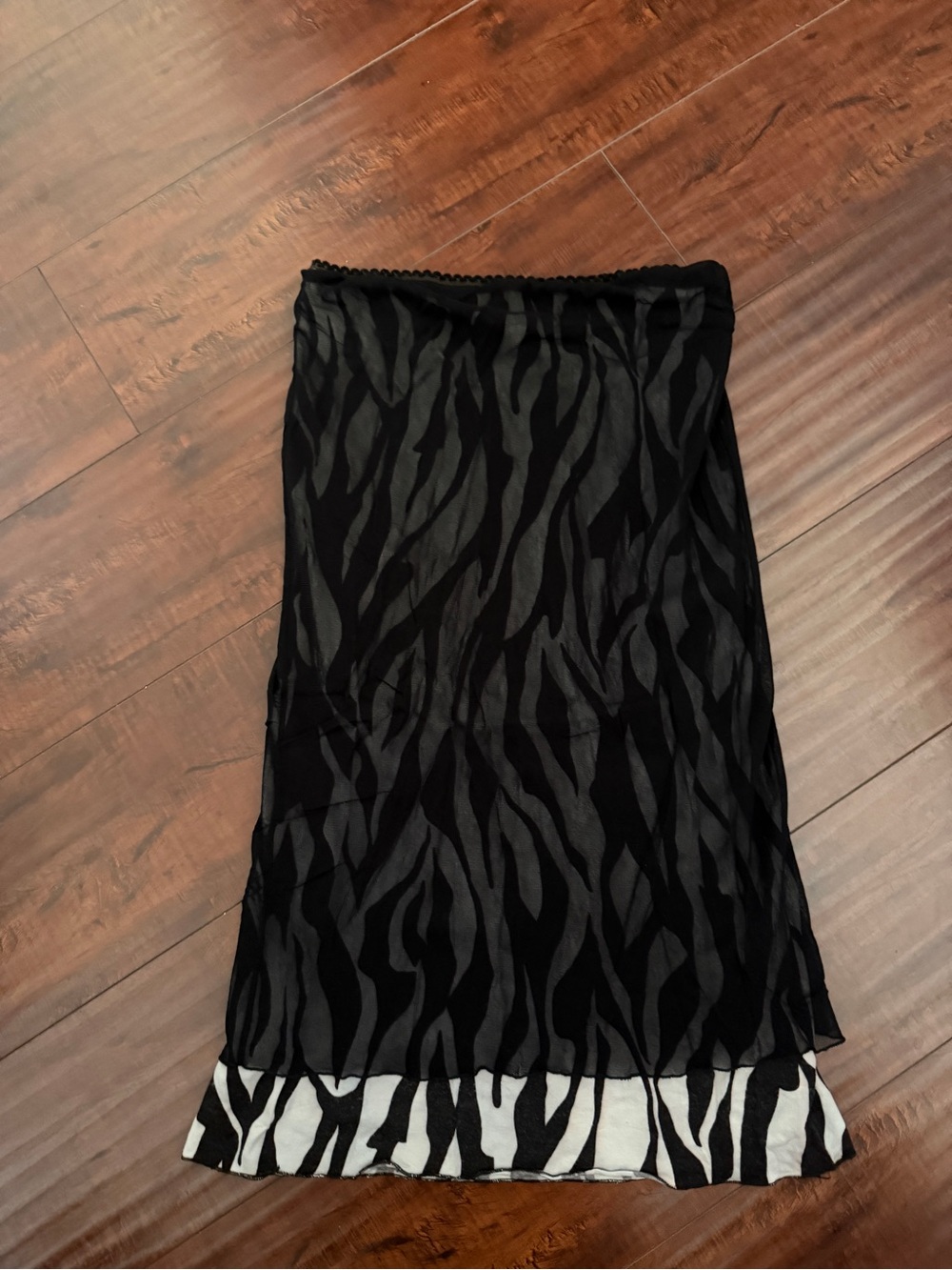 Black Sheer Zebra-Print animal Midi Skirt - Picture 3 of 5